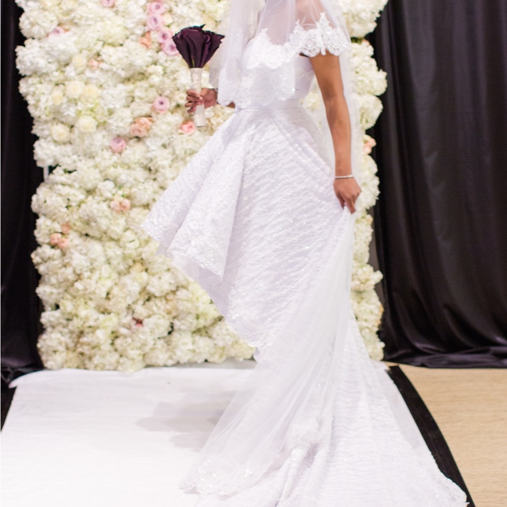 Serenity —  Strapless, Lace, Multi Layered Flounced Gown